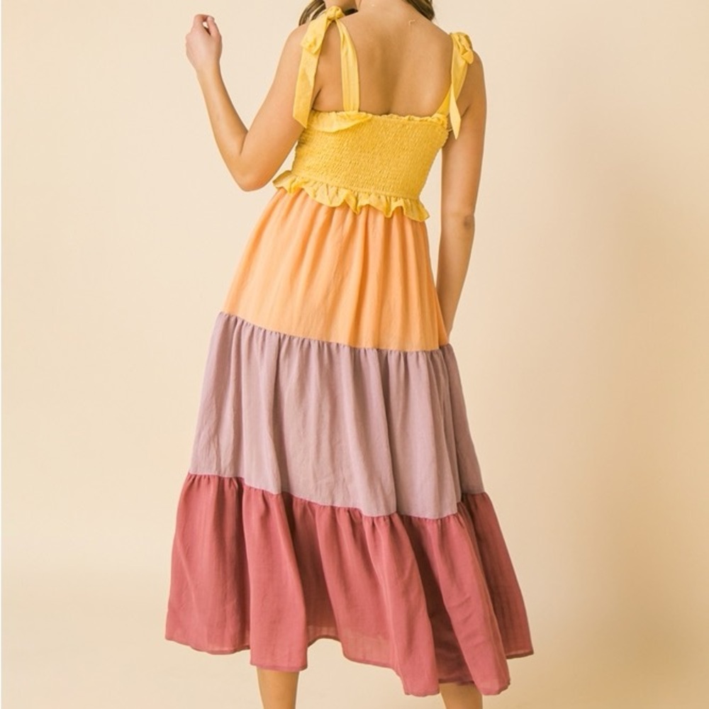 Flying Tomato Multi Color Midi‎ Dress Summer Spring
